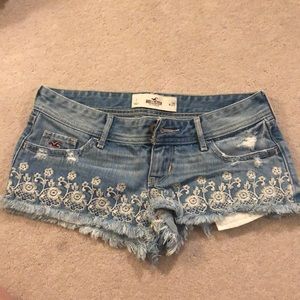 Lace jean shorts